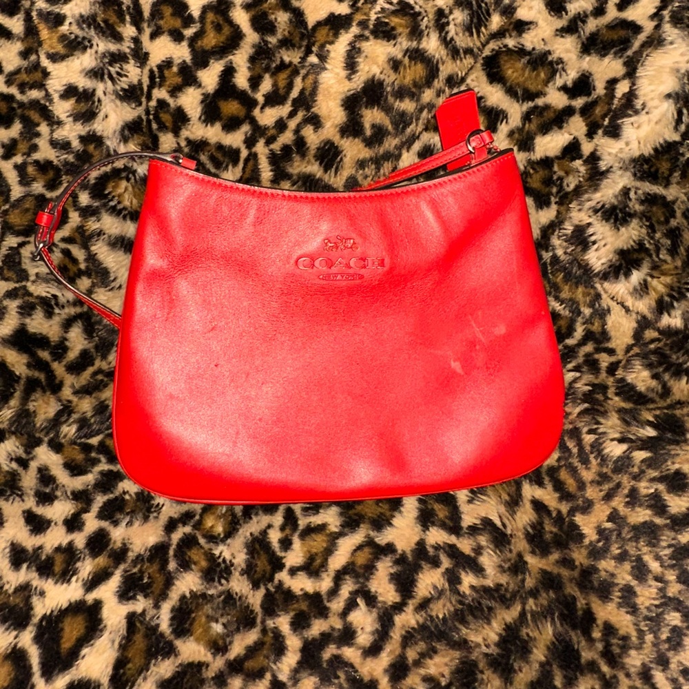 Red coach shoulder purse